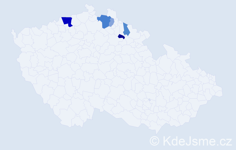 Příjmení: 'Burdysová', počet výskytů 13 v celé ČR