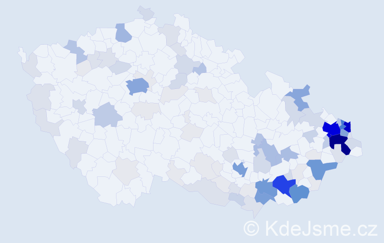 Příjmení: 'Uherek', počet výskytů 445 v celé ČR