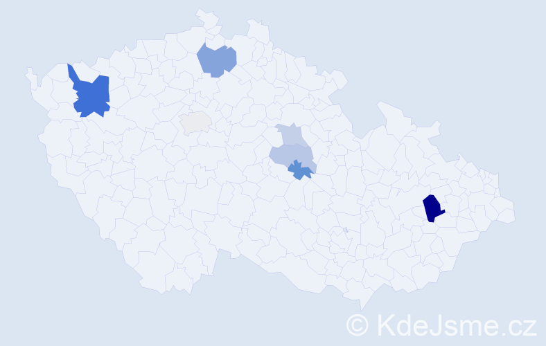 Příjmení: 'Kádě', počet výskytů 15 v celé ČR
