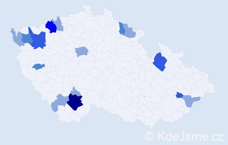 Příjmení: 'Kerekaničová', počet výskytů 33 v celé ČR