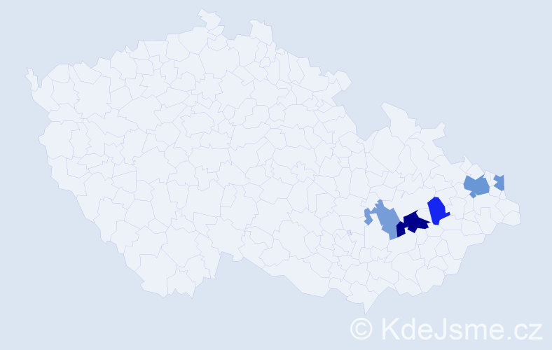 Příjmení: 'Buržák', počet výskytů 9 v celé ČR