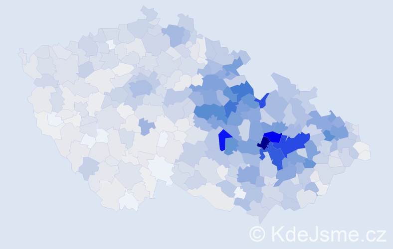 Příjmení: 'Dostálová', počet výskytů 6500 v celé ČR