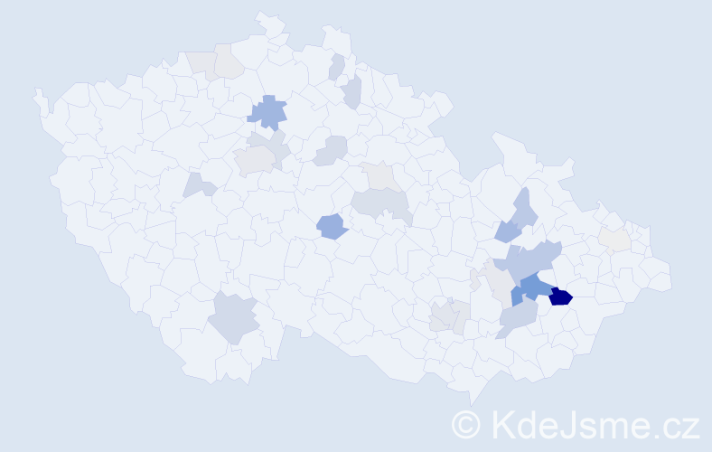 Příjmení: 'Ticháková', počet výskytů 73 v celé ČR