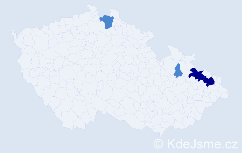 Příjmení: 'Hajder', počet výskytů 8 v celé ČR