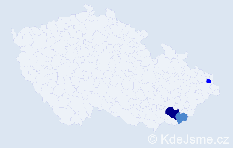 Příjmení: 'Čičelová', počet výskytů 6 v celé ČR