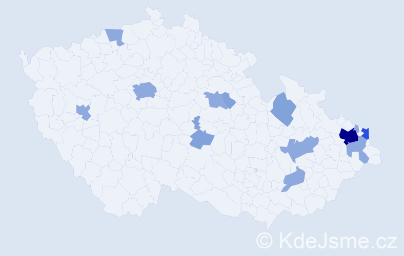 Příjmení: 'Badžgoň', počet výskytů 28 v celé ČR