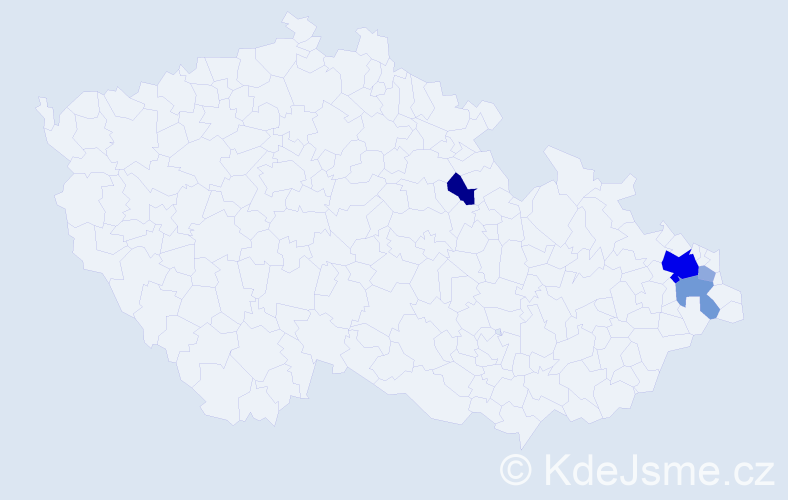 Příjmení: 'Pojezdalová', počet výskytů 14 v celé ČR