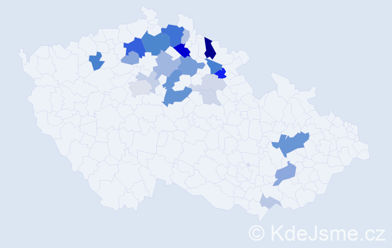 Příjmení: 'Pabišková', počet výskytů 60 v celé ČR