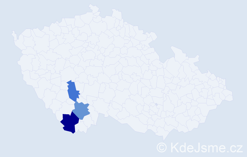Příjmení: 'Čečelovská', počet výskytů 8 v celé ČR