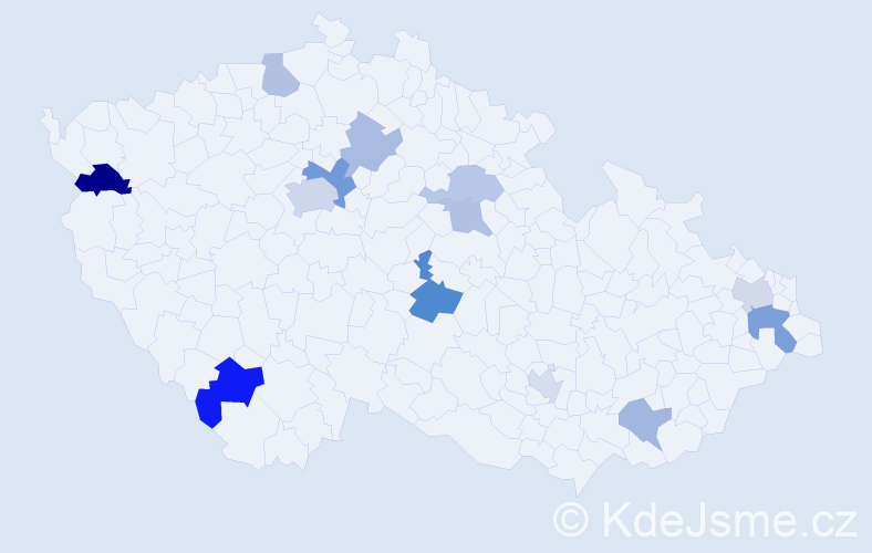 Příjmení: 'Barczi', počet výskytů 21 v celé ČR