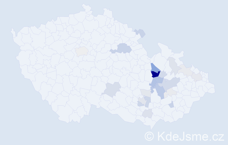 Příjmení: 'Hopjanová', počet výskytů 65 v celé ČR