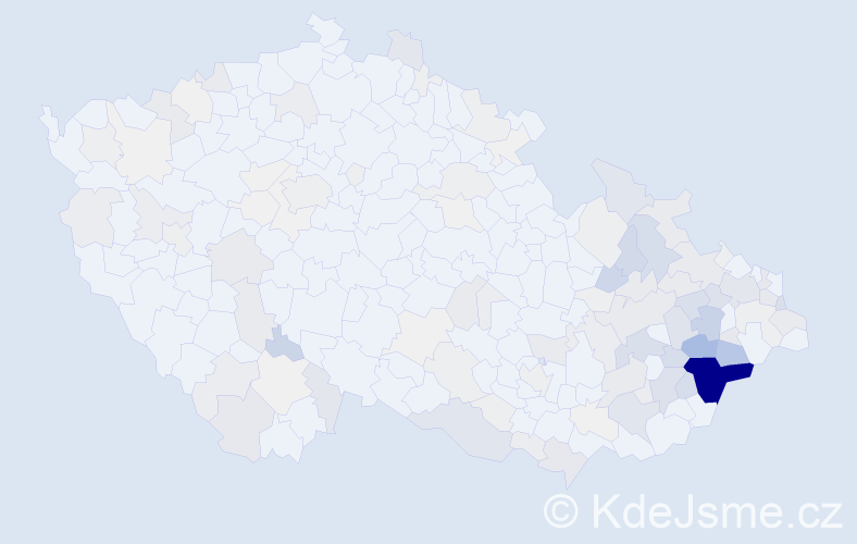 Příjmení: 'Koňařík', počet výskytů 713 v celé ČR