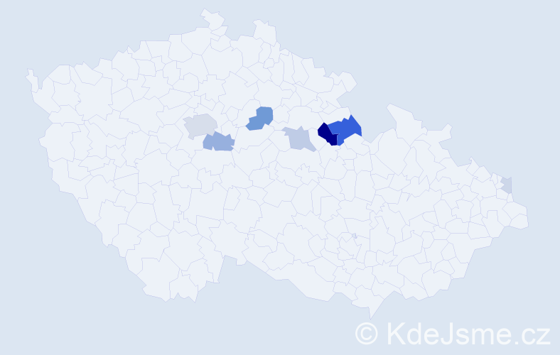 Příjmení: 'Kalecká', počet výskytů 23 v celé ČR