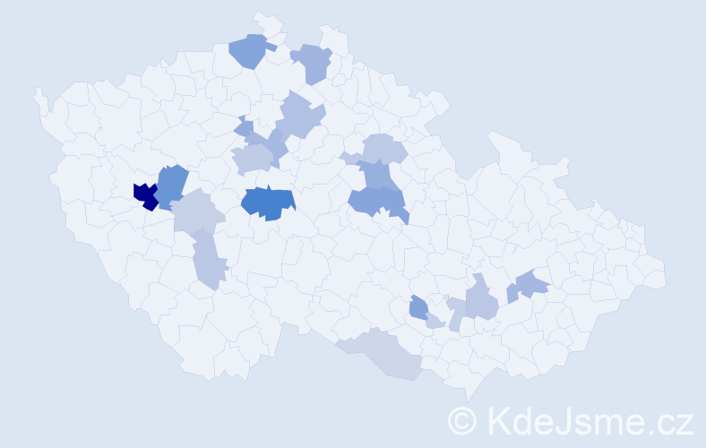 Příjmení: 'Mihali', počet výskytů 69 v celé ČR
