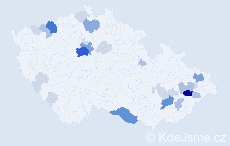 Příjmení: 'Pořická', počet výskytů 77 v celé ČR