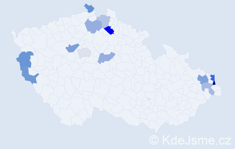 Příjmení: 'Palušáková', počet výskytů 22 v celé ČR