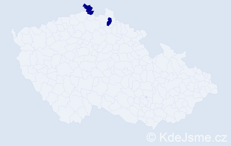 Příjmení: 'Petters', počet výskytů 3 v celé ČR