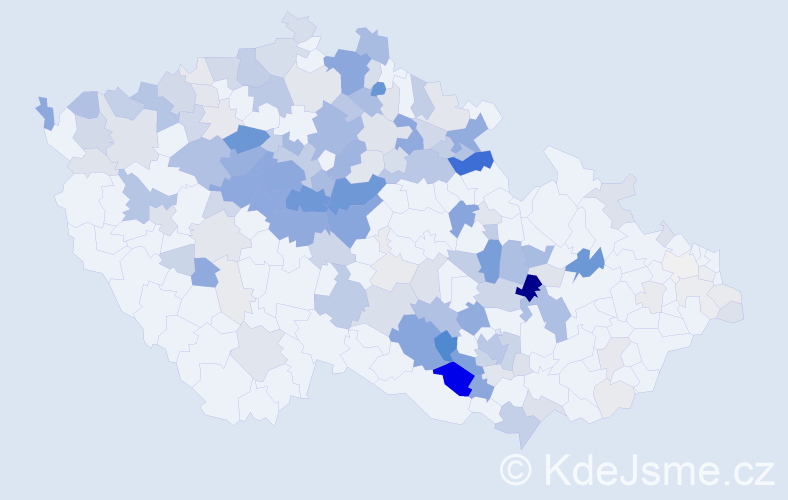 Příjmení: 'Křeček', počet výskytů 731 v celé ČR