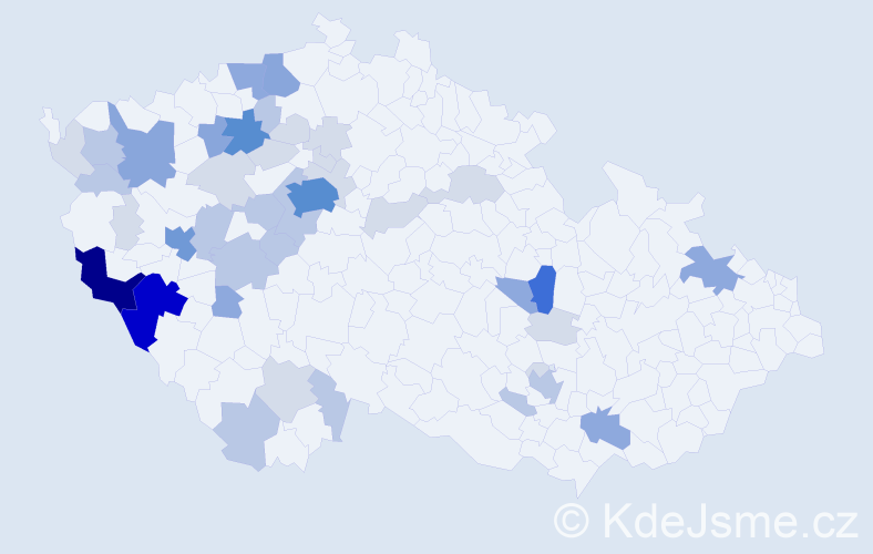 Příjmení: 'Kresl', počet výskytů 130 v celé ČR