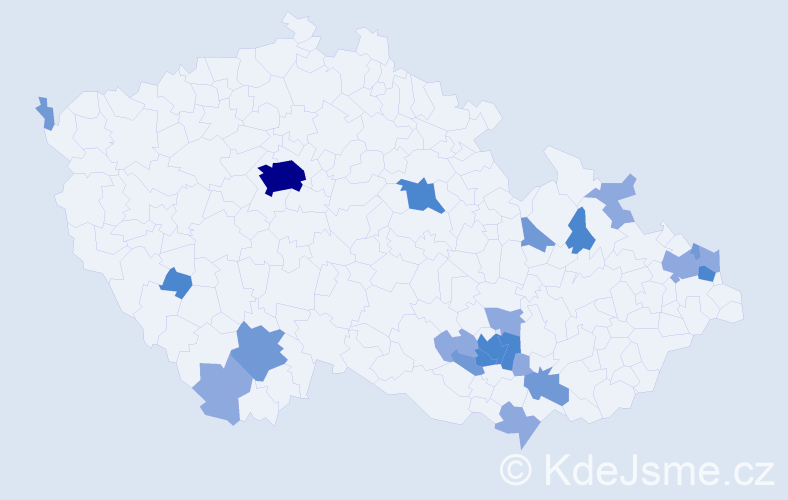 Příjmení: 'Greger', počet výskytů 46 v celé ČR