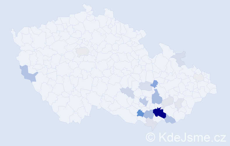 Příjmení: 'Trumpešová', počet výskytů 56 v celé ČR