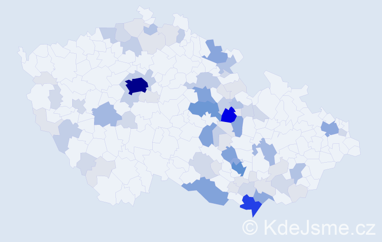 Příjmení: 'Pulkrábková', počet výskytů 264 v celé ČR