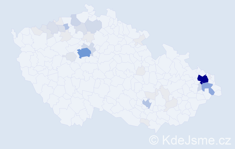 Příjmení: 'Kočko', počet výskytů 157 v celé ČR