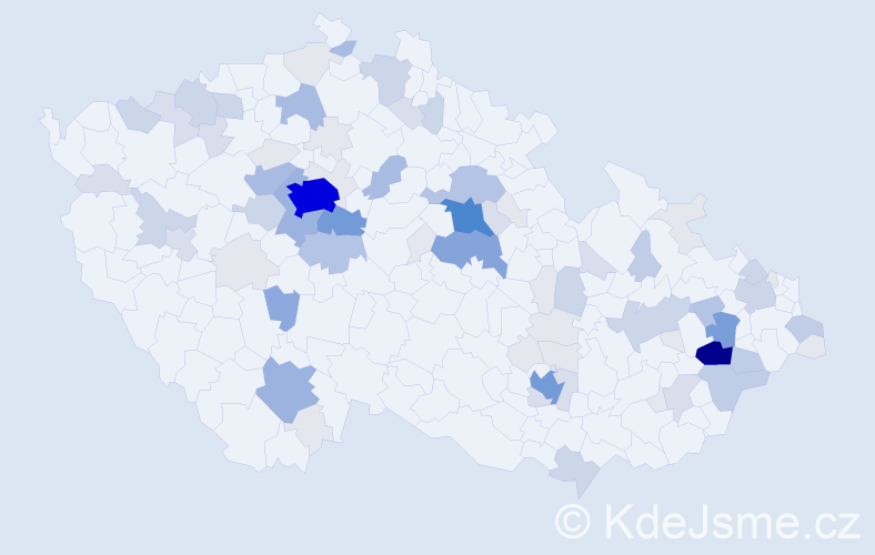 Příjmení: 'Kabeláč', počet výskytů 292 v celé ČR