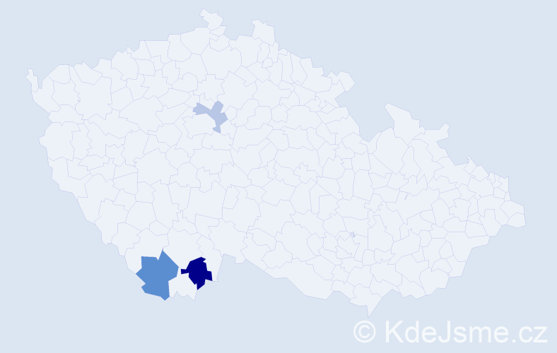Příjmení: 'Durčová', počet výskytů 5 v celé ČR