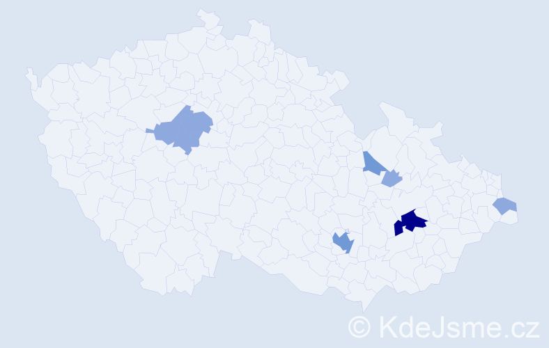 Příjmení: 'Kácel', počet výskytů 15 v celé ČR