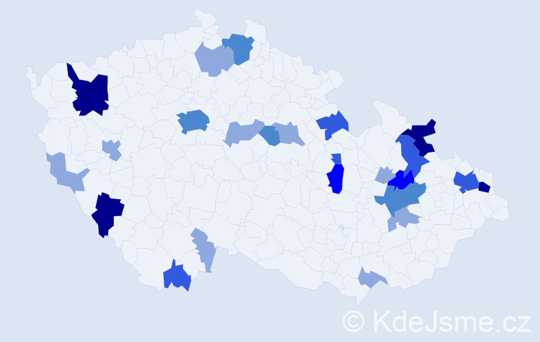 Příjmení: 'Balintová', počet výskytů 60 v celé ČR