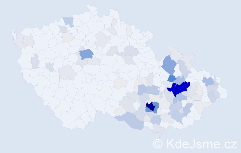 Příjmení: 'Bartoněk', počet výskytů 517 v celé ČR