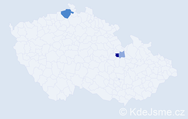 Příjmení: 'Tojmar', počet výskytů 13 v celé ČR