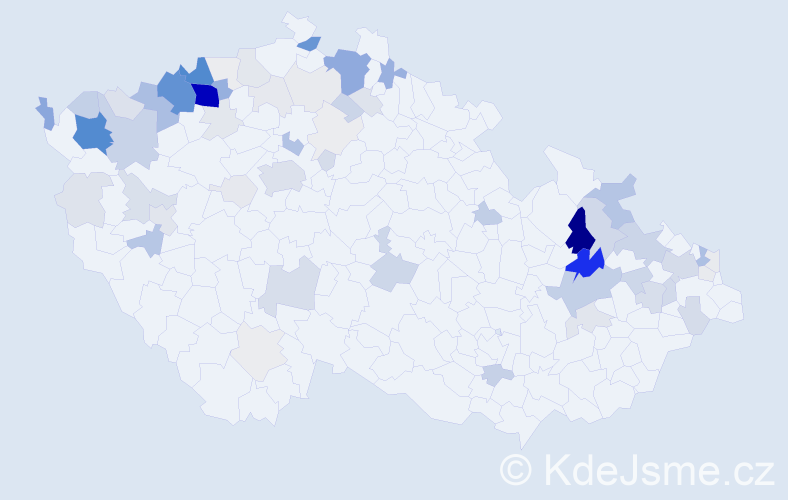 Příjmení: 'Cicko', počet výskytů 281 v celé ČR