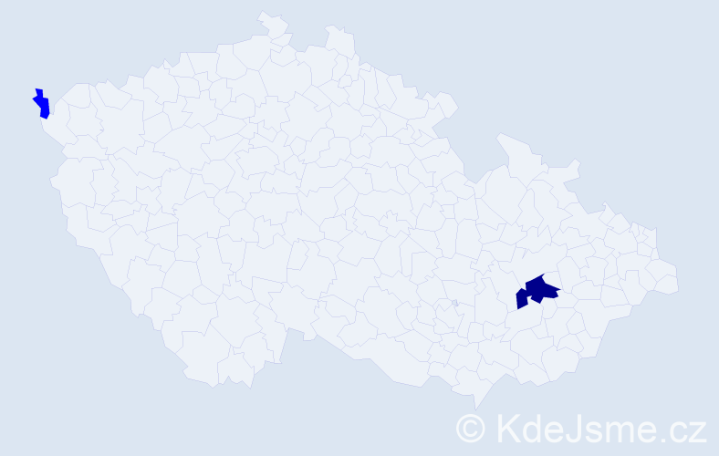 Příjmení: 'Kardas', počet výskytů 3 v celé ČR