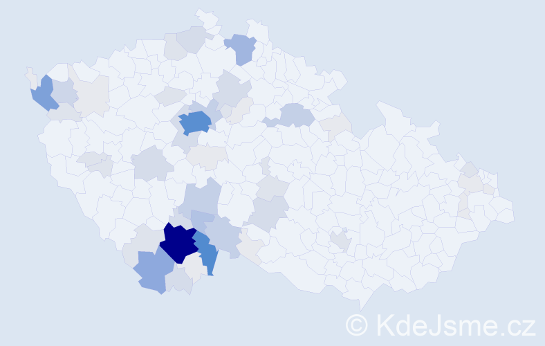Příjmení: 'Dušák', počet výskytů 224 v celé ČR