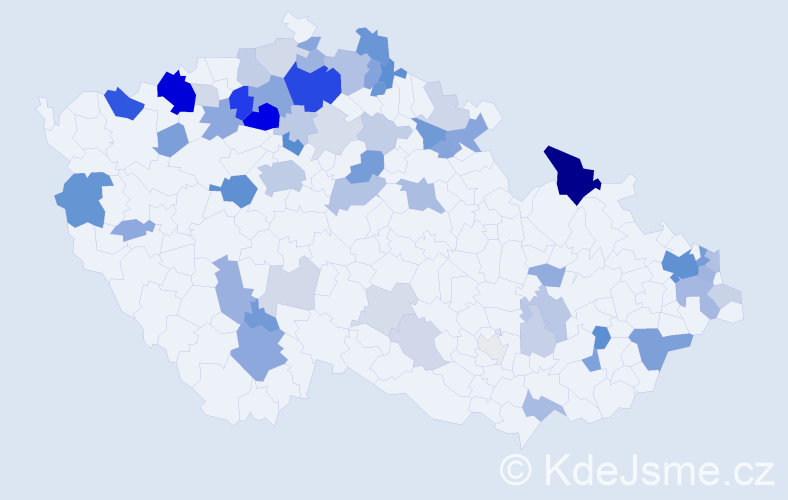 Příjmení: 'Marcinová', počet výskytů 170 v celé ČR