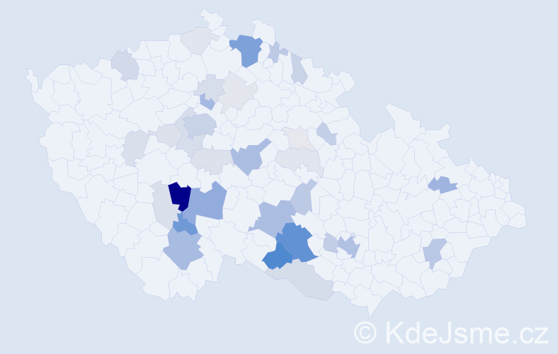 Příjmení: 'Máchalová', počet výskytů 124 v celé ČR