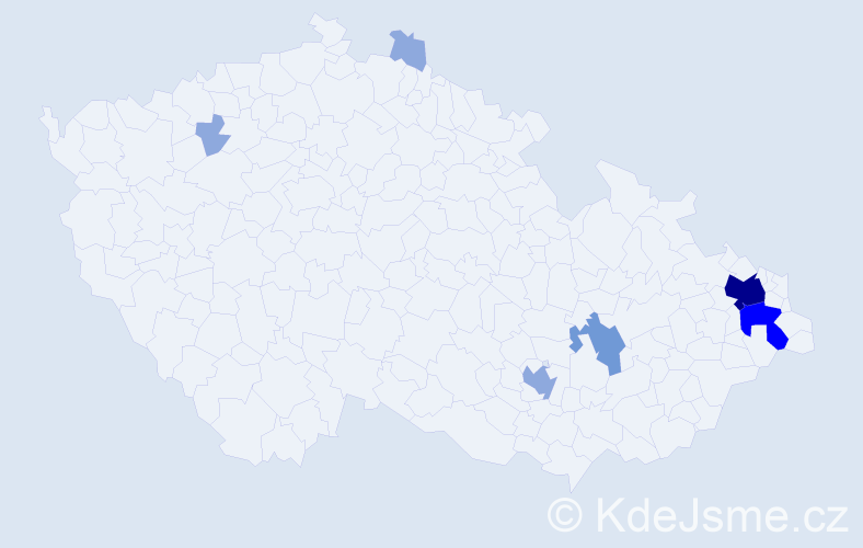 Příjmení: 'Pazděra', počet výskytů 15 v celé ČR