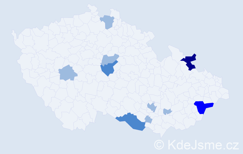 Příjmení: 'Magálová', počet výskytů 17 v celé ČR