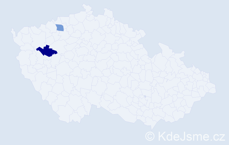 Příjmení: 'Tabačar', počet výskytů 4 v celé ČR