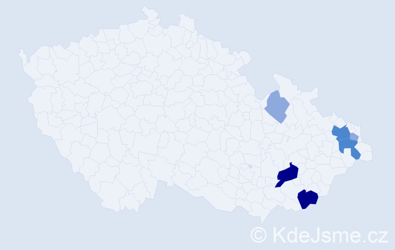 Příjmení: 'Kociňáková', počet výskytů 16 v celé ČR