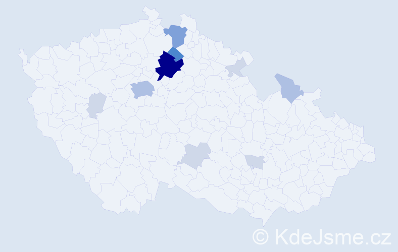 Příjmení: 'Pešánová', počet výskytů 34 v celé ČR