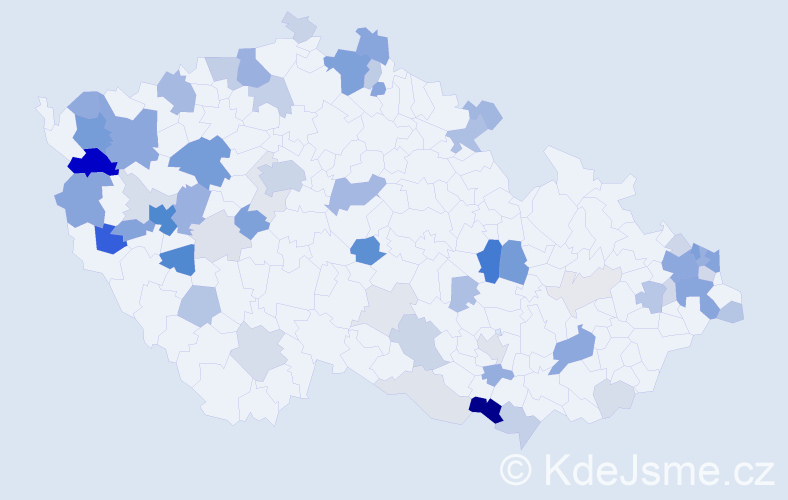 Příjmení: 'Dudáš', počet výskytů 210 v celé ČR