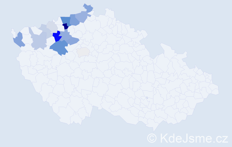 Příjmení: 'Čečrle', počet výskytů 48 v celé ČR