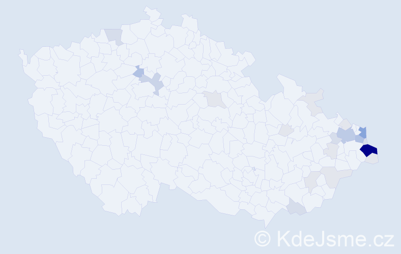 Příjmení: 'Kloda', počet výskytů 81 v celé ČR
