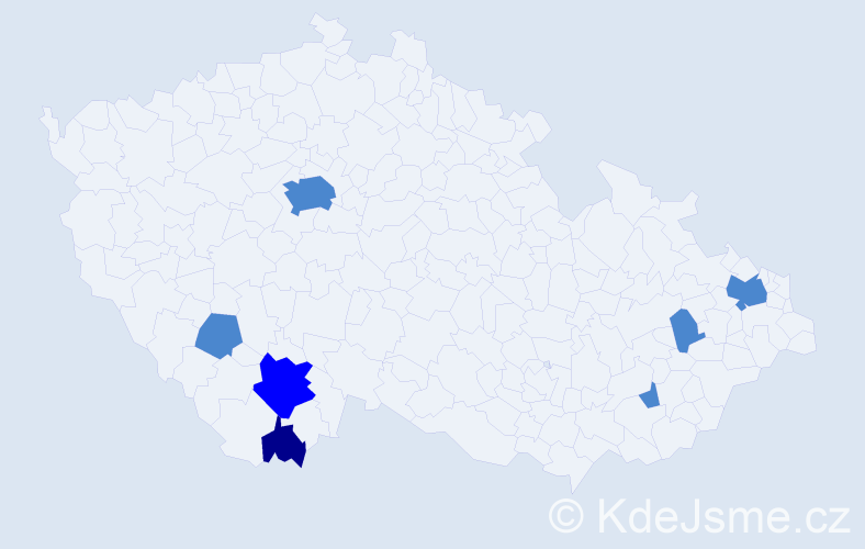 Příjmení: 'Dichtl', počet výskytů 10 v celé ČR