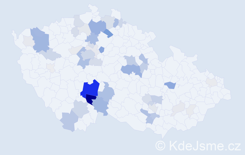 Příjmení: 'Kabeš', počet výskytů 192 v celé ČR