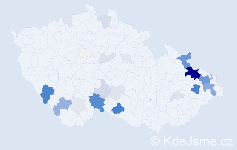 Příjmení: 'Balová', počet výskytů 97 v celé ČR