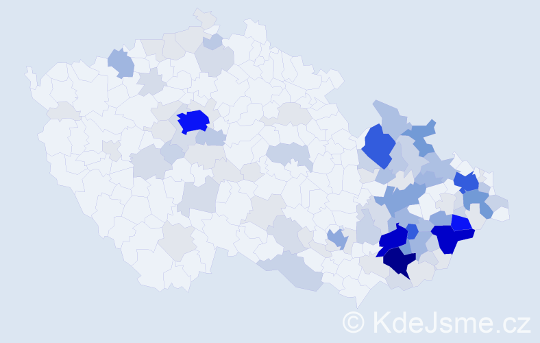 Příjmení: 'Měrka', počet výskytů 416 v celé ČR